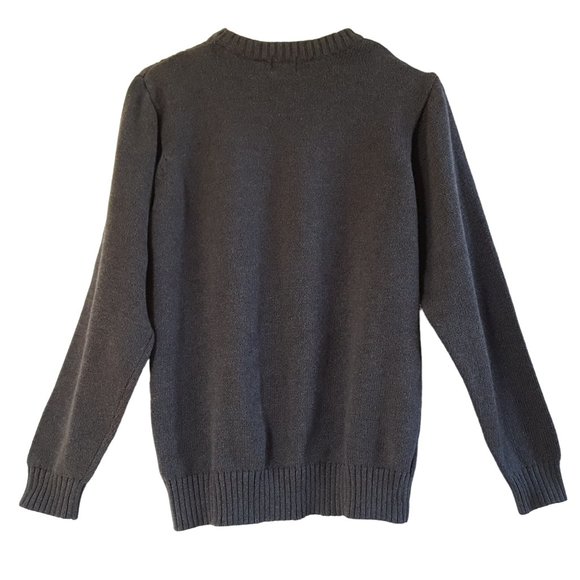 Haggar Men's Medium Gray Cable Knit Pullover Crewneck Sweater Long Sleeve Cotton - Picture 3 of 8